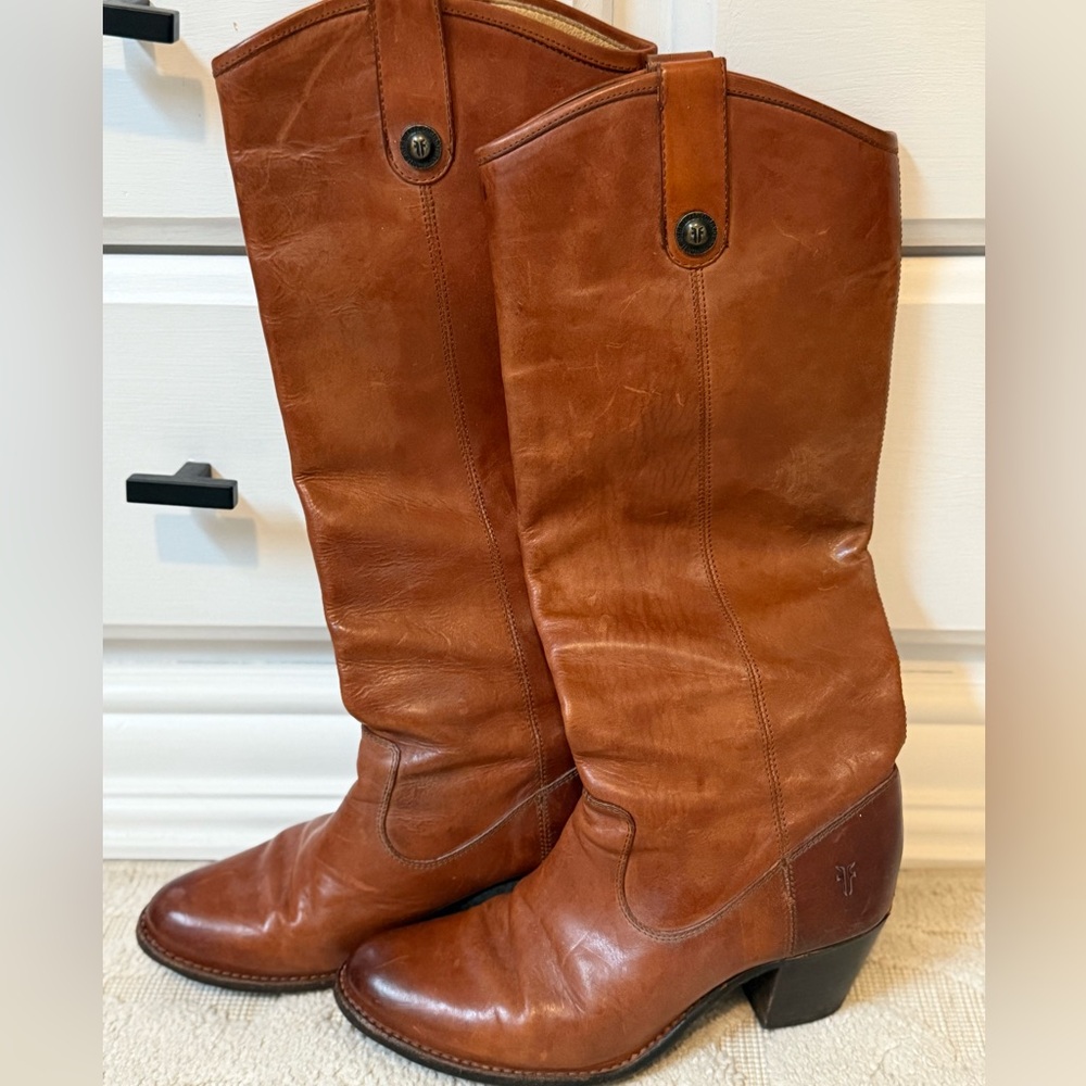 Frye Melissa Button Leather Riding Boot.